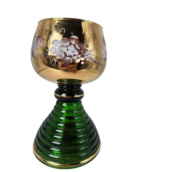 Vintage German Music Box Wine Goblet with Floral Design and Swiss Movement - Picture 5 of 9